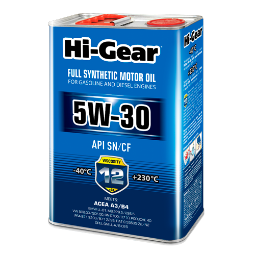 Hi-Gear 5W-30 ACEA A3/B4 API SN/CF Масло моторное синтетическое, 4 л