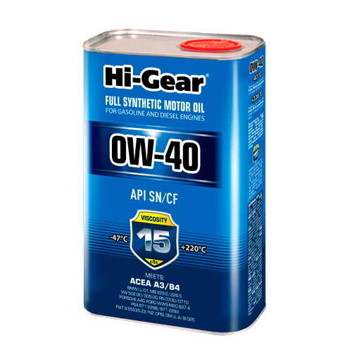 Hi-Gear 0W-40 ACEA A3/B4 API SN/CF Масло моторное синтетическое, 1 л