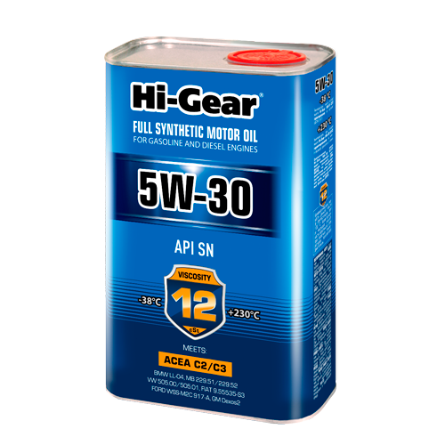 Hi-Gear 5W-30 ACEA C2/C3 API SN/CF Масло моторное синтетическое, 1 л