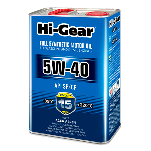 Hi-Gear 5W-40 API SP/CF Масло моторное синтетическое, 4 л