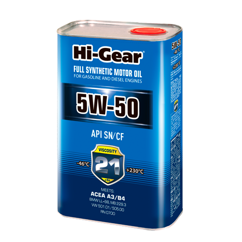 Hi-Gear 5W-50 ACEA A3/B4 API SN/CF Масло моторное синтетическое, 1 л