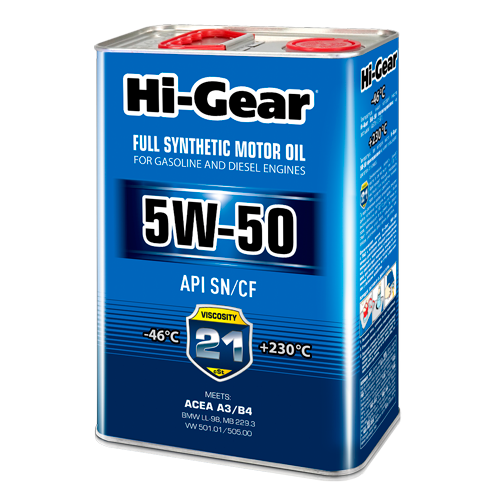 Hi-Gear 5W-50 ACEA A3/B4 API SN/CF Масло моторное синтетическое, 4 л
