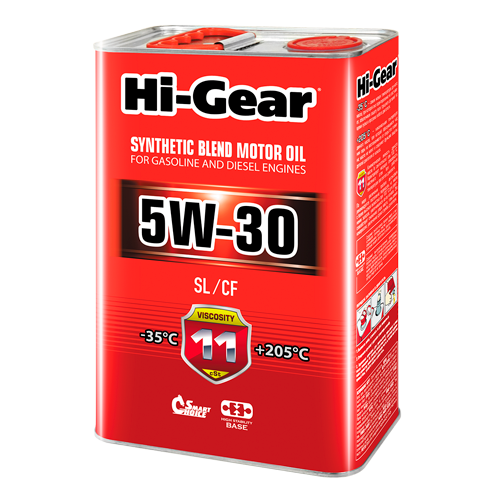 Hi-Gear SAE 5W-30 API SL/CF Масло моторное полусинтетическое, 4 л
