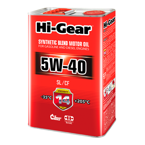Hi-Gear SAE 5W-40 API SL/CF Масло моторное полусинтетическое, 4 л