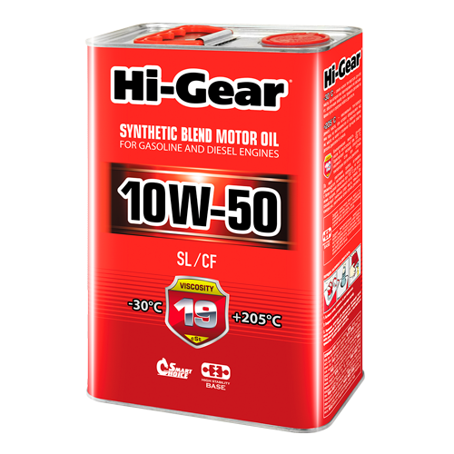 Hi-Gear SAE 10W-50   API SL/CF Масло моторное полусинтетическое, 4 л