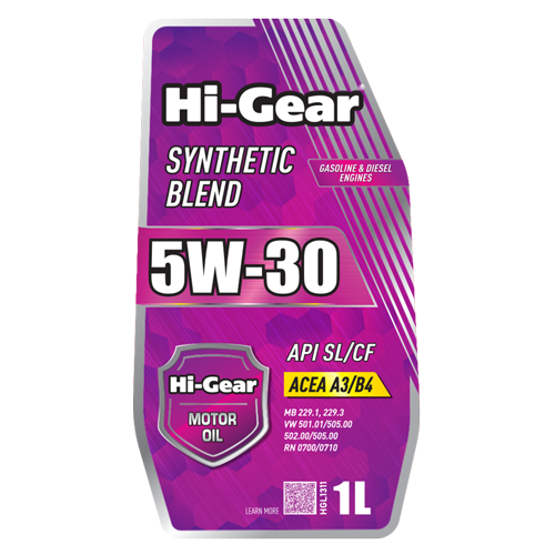 Hi-Gear 5W-30 API SL/CF ACEA A3/B4 Масло моторное полусинтетическое, 1 л