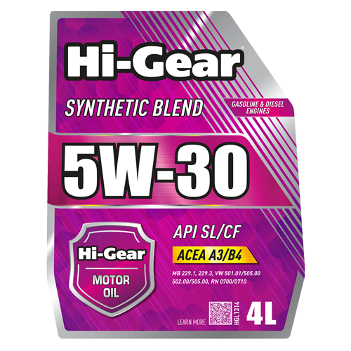 Hi-Gear 5W-30 API SL/CF ACEA A3/B4 Масло моторное полусинтетическое, 4 л