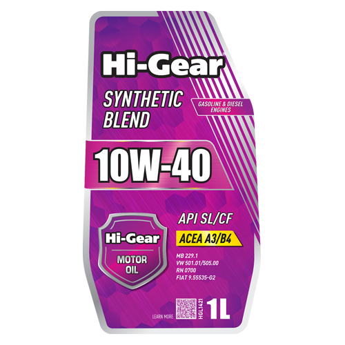 Hi-Gear 10W-40 API SL/CF ACEA A3/B4 Масло моторное полусинтетическое, 1 л