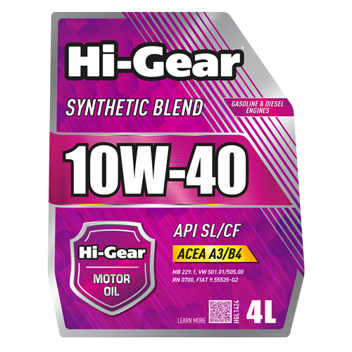 Hi-Gear 10W-40 API SL/CF ACEA A3/B4 Масло моторное полусинтетическое, 4 л